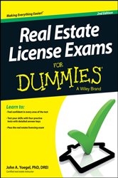Book cover: Real Estate License Exams For Dummies, by John A. Yoegel (preview)