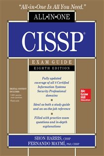 Book cover: CISSP All-in-One Exam Guide, Eighth Edition, by Shon Harris (preview)