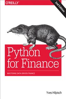 Book cover: Python for Finance, by Yves Hilpisch (preview)