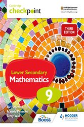 Book cover: Cambridge Checkpoint Lower Secondary Mathematics Student's Book 9, by Frankie Pimentel (preview)