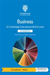 Book cover: Cambridge International AS & A Level Business Coursebook - eBook, by Peter Stimpson (preview)