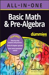 Book cover: Basic Math & Pre-Algebra All-in-One For Dummies (+ Chapter Quizzes Online), by Mark Zegarelli (preview)
