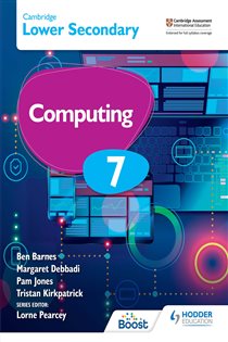 Book cover: Cambridge Lower Secondary Computing 7 Student's Book, by Margaret Debbadi (preview)