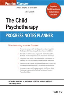 Book cover: The Child Psychotherapy Progress Notes Planner, by Arthur E. Jongsma (preview)