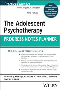Book cover: The Adolescent Psychotherapy Progress Notes Planner, by Arthur E. Jongsma (preview)