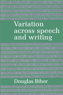 Book cover: Variation across Speech and Writing, by Douglas Biber (preview)