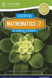 Book cover: Essential Mathematics for Cambridge Secondary 1: Stage 7, by Sue Pemberton (preview)