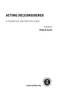 Book cover: Acting (Re)Considered, edited by Phillip B. Zarrilli (preview)
