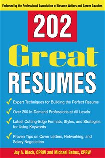 Book cover: 202 Great Resumes, by Jay A. Block (preview)
