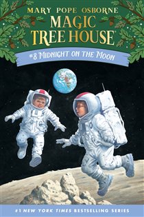 Book cover: Midnight on the Moon (Book 8 of Magic Tree House) by Mary Pope Osborne (preview)