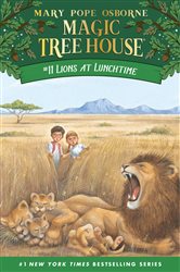 Book cover: Lions at Lunchtime (Book 11 of Magic Tree House) by Mary Pope Osborne (preview)