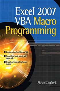 Book cover: Excel 2007 VBA Macro Programming, by Richard Shepherd (preview)