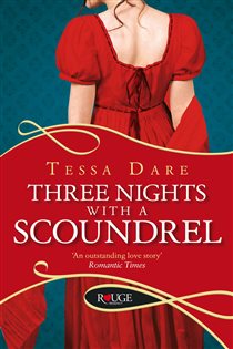 Book cover: Three Nights With a Scoundrel: A Rouge Regency Romance, by Tessa Dare (preview)