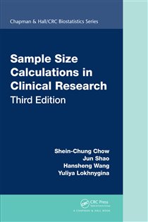 Book cover: Sample Size Calculations in Clinical Research, by Shein-Chung Chow (preview)