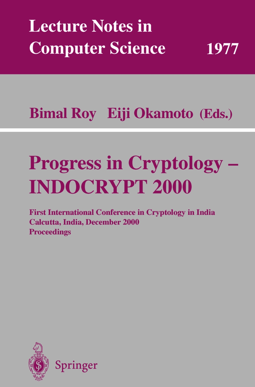 Progress in Cryptology - INDOCRYPT 2000 - 50-99.99