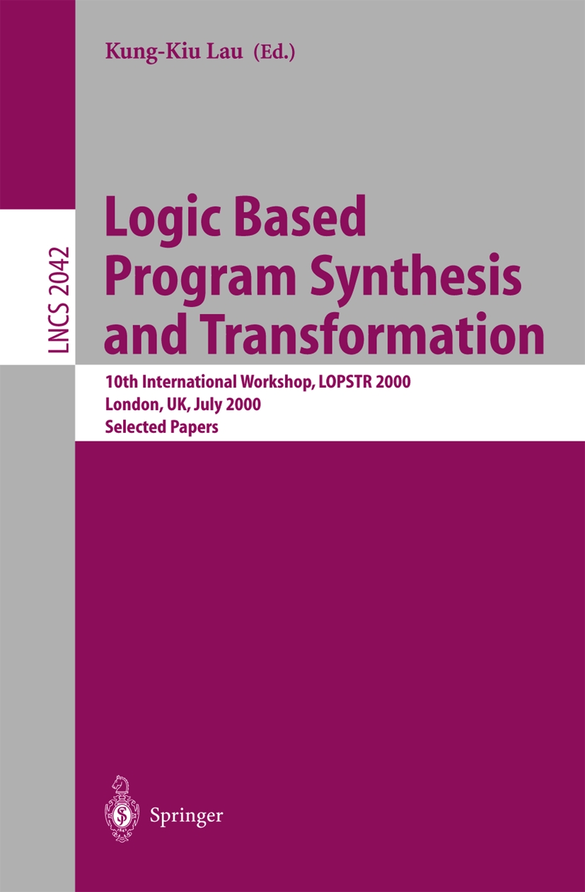 Logic Based Program Synthesis and Transformation - 50-99.99