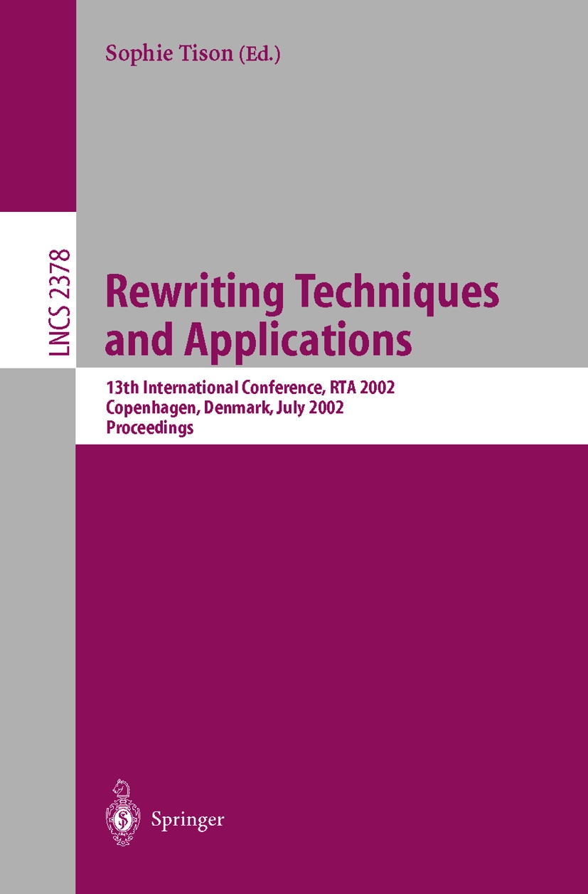 Rewriting Techniques and Applications - 50-99.99