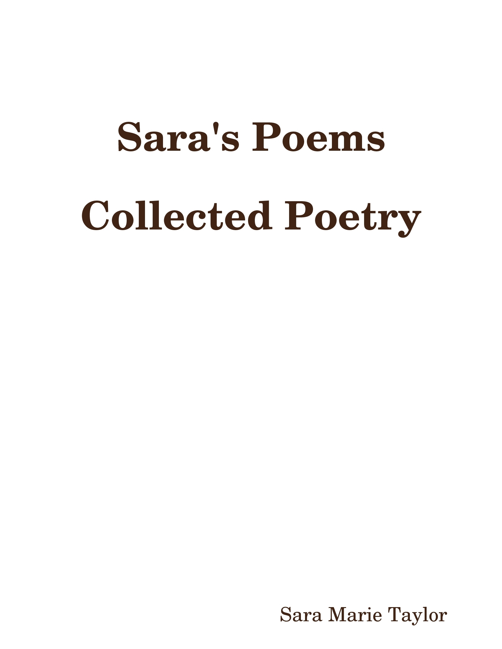 Sara's Poems Collected Poetry - <10