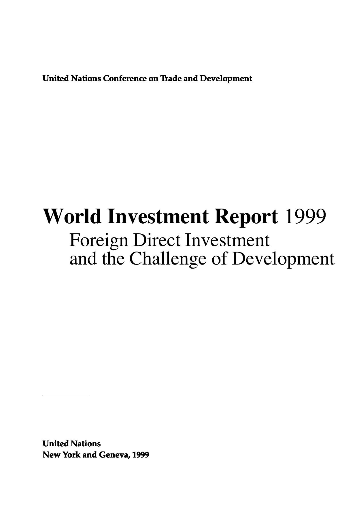 World Investment Report 1999