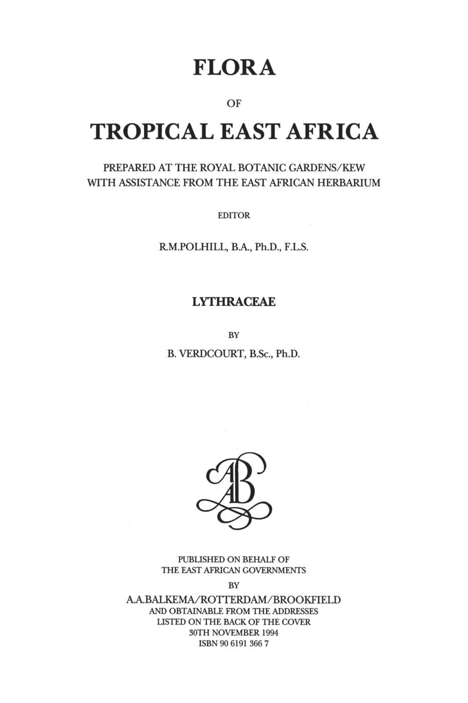 Flora of Tropical East Africa - Lythraceae (1994)