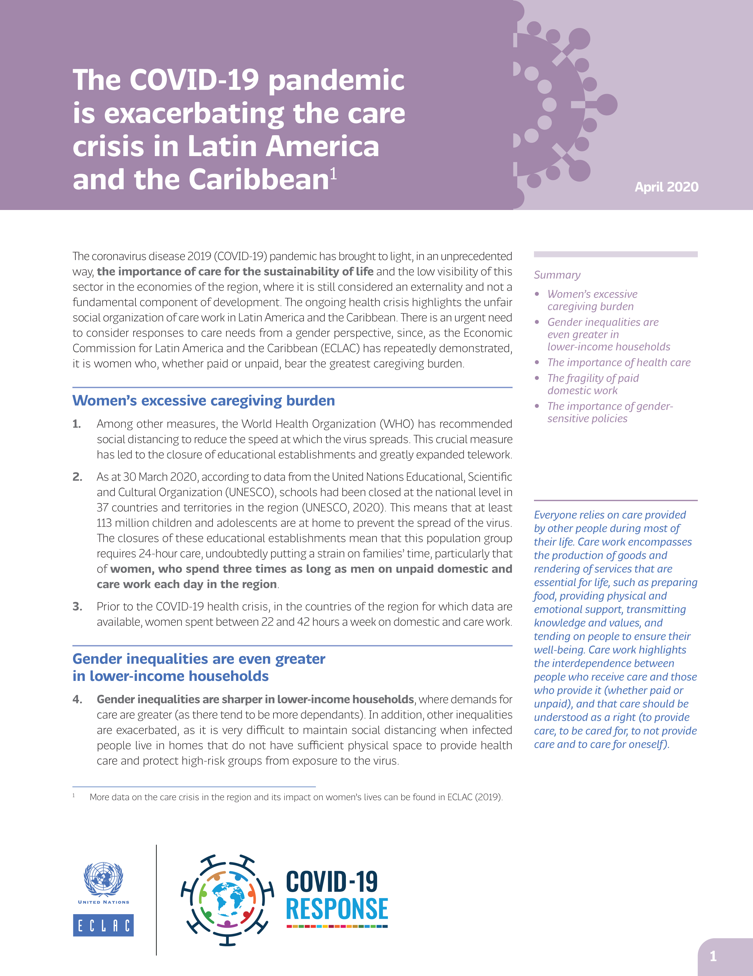 The COVID-19 Pandemic is Exacerbating the Care Crisis in Latin America and the Caribbean