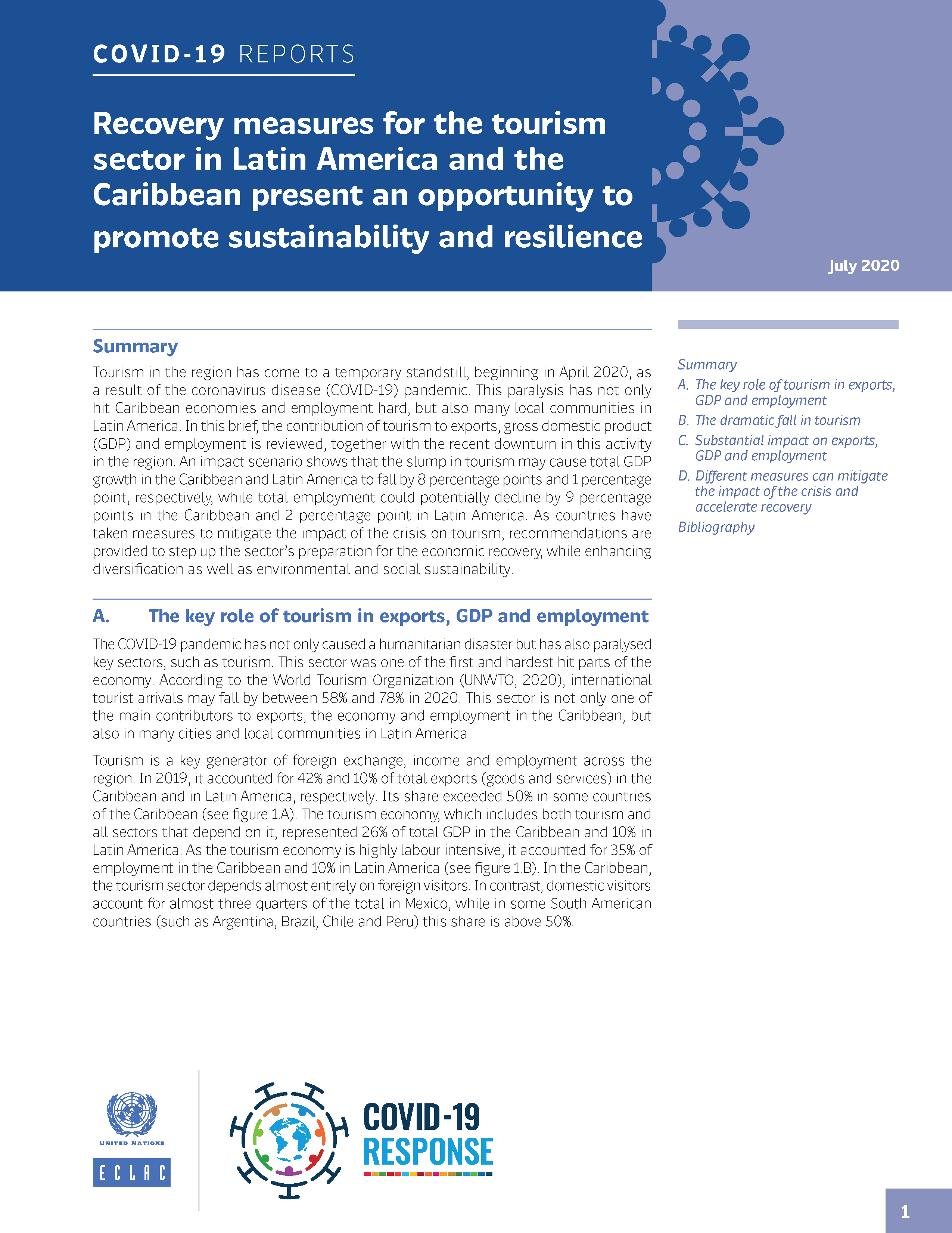 Recovery Measures for the Tourism Sector in Latin America and the Caribbean Present an Opportunity to Promote Sustainability and Resilience