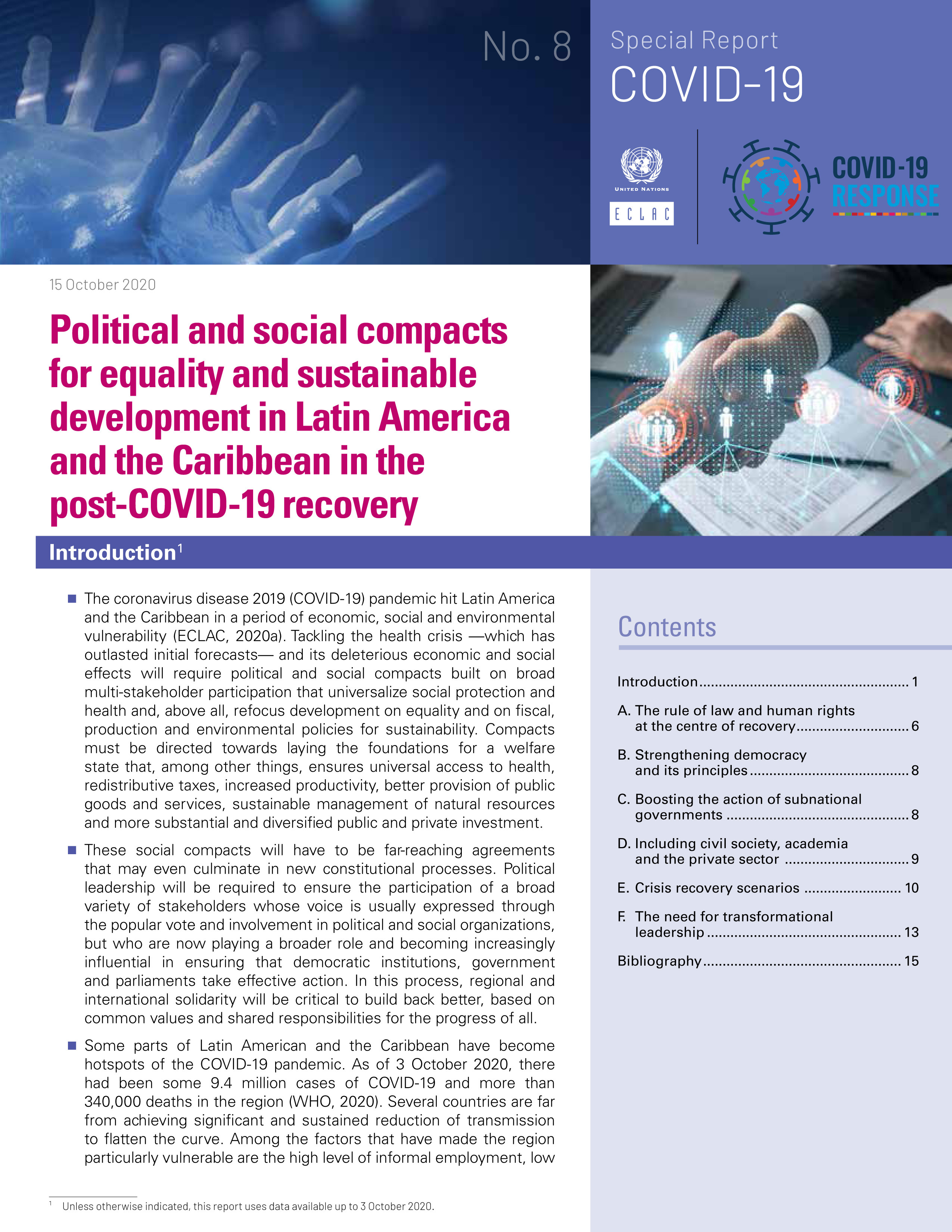 Political and Social Compacts for Equality and Sustainable Development in Latin America and the Caribbean in the Post-COVID-19 Recovery