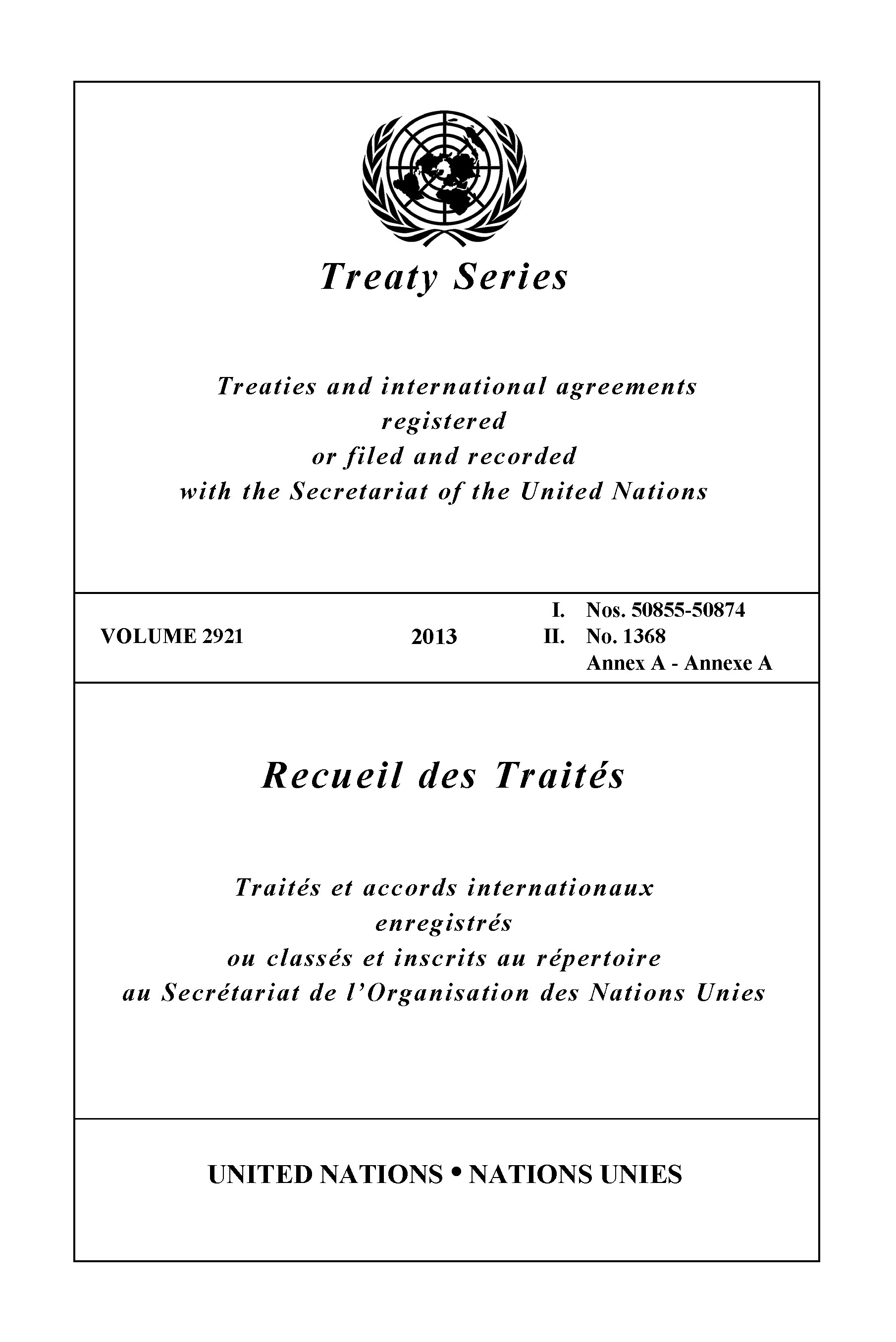 Treaty Series 2921/Recueil des Traités 2921